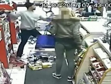 Βίντεο: Ληστής μπαίνει μεθυσμένος σε μαγαζί και γλιστράει!